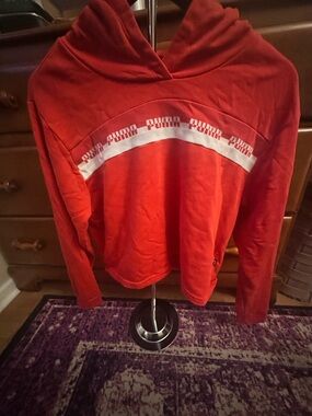 Puma Red Hoodie with White Logo Stripe